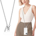 MOUTAKEY Metal Cell Phone chain Crossbody Phone lanyard with 2 Tether Tabs Detachable iPhone Chain Crossbody Strap,Non-rusting,Solid,iPhone Lanyard for Women Girls Travel Shopping Party Camping by MOUTAKEY