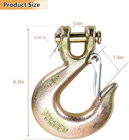 1/2" Chain Hooks, 4‑Pack Heavy Duty Clevis Slip Hook for Trailers - Image 2