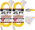 Iron Forge Cable 12 Gauge Extension Cord Multi Outlet, 25 Ft - Yellow SJTW by IronForgeCable