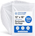 12” X 18” (100 Count) 2 Mil Clear Reclosable Zip Plastic Poly Bags by SpartanIndustrial