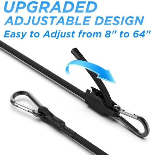 SDTC Tech 60 Inch Adjustable Bungee Cords with Carabiner Hooks - Image 3