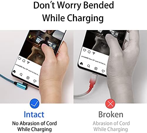 Teeind USB C Cable 6ft 3Pack, 90 Degree Right Angle Nylon Braided Cord - Image 6
