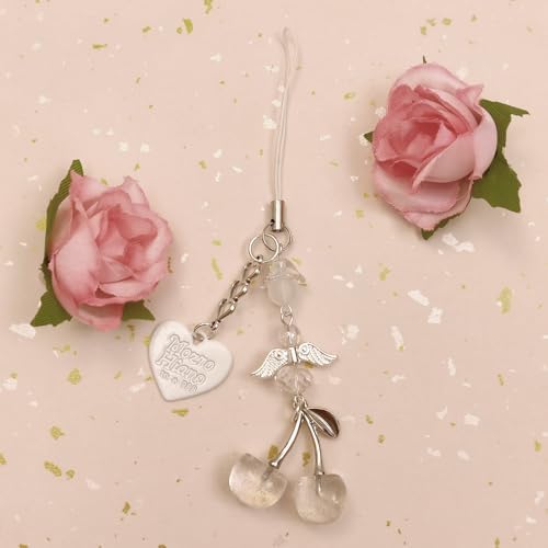 Phone Charms Strap Cute Cherry CellPhone Straps Aesthetic Pink Red Black BlueCherry Phone Chain for Camera Keychain Bag Pendant Decor Gift - Image 6