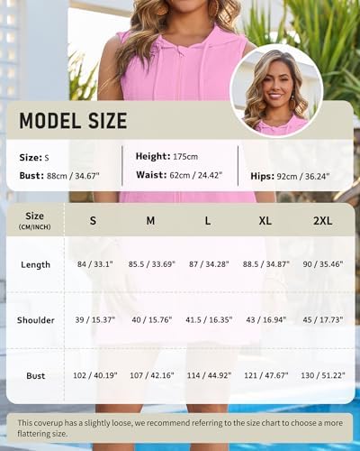 Bsubseach Women Terry Cloth Swim Cover Up Sleeveless Zipper Beach Robe - Image 2