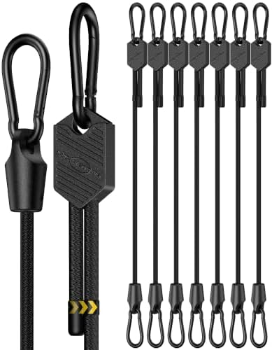 Lucky Straps 18" Black Adjustable Carabiner Bungee Cords with Hooks, 8 Pack by LuckyStraps