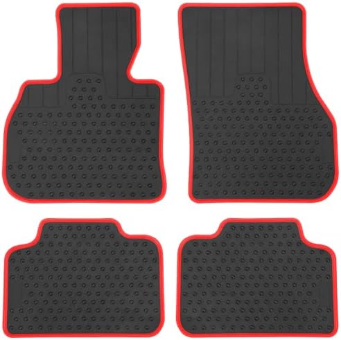 Car Floor Mats Custom Fit for Mini Countryman F60 2017-2024 Black Red Rubber All Weather Protection Auto Floor Liners Heavy Duty Odorless by Lwope