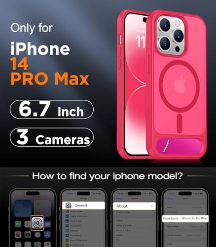 Temdan Magnetic Compatible with iPhone 14 Pro Max Case, [Built-in Invisible Kickstand][Compatible with MagSafe] [Military Grade Shockproof] Slim Translucent Matte Phone Case for iPhone 14 Pro Max 6.7" - Image 2