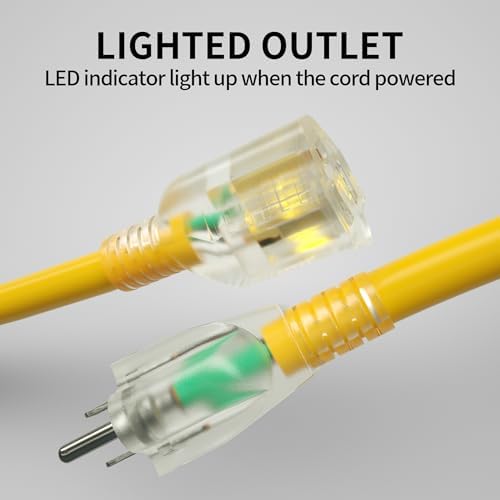 POWGRN 200 Ft 10AWG Outdoor Extension Cord, Yellow - Image 2