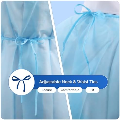 JMU 100 Pack Disposable Isolation Gowns XL, 51x59 Inch PPE Medical Gowns - Image 2