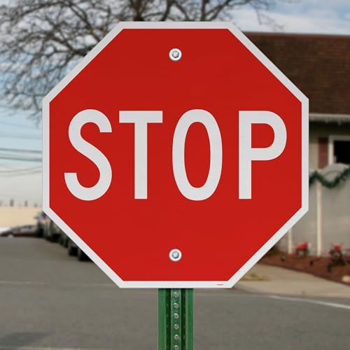 BRIMAR 24-Inch MUTCD Stop Sign, Engineering Grade Reflective Aluminum, Red - Image 4