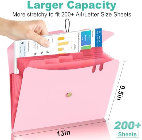 Sooez 7 Pocket Accordion File Organizer, Premium Expanding File Folder - Image 3