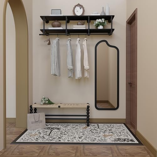 Wall Mounted Clothes Rack 12 Inch Deep, 60 Inch Heavy Duty Garment Rack with Real Black Wood Shelf, Multi-Purpose Hanging Rod & Space-Saving Closet Storage Organizer - Image 6