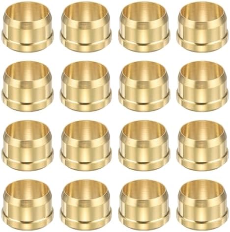 PATIKIL 12 mm OD Tube Compression Sleeves Ferrules, 16 Pack Brass Ferrule Compression Fittings for Water Oil Air Pipes by PATIKIL