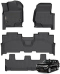 GINOWY-Floor Mats for Ford Expedition MAX 2021-2024 2nd Row Bench Seat 8 Passenger TPE Rubber Liners All Weather Car Floor Mats Expedition Accessories Black by GINOWY
