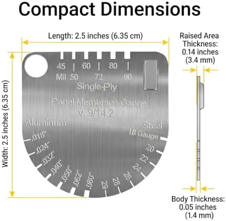 Upgraded Panel & Membrane Gauge Shingle,Stainless Steel Measuring Caliper for Metal Roof,Single/Dual-Ply Membranes,Replaces Shingle Gauge, Professional Roof Inspection Measurement Tool - Image 2