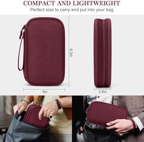 FYY Electronic Organizer, Travel Tech Pouch Bag, Medium, Wine Red - Image 2