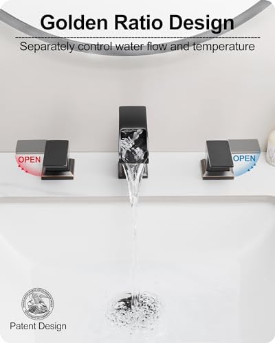 Waterfall Bathroom Sink Faucet 3 Hole, Bronze 8 Inch 2 Handles - Image 4