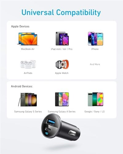 Anker 323 52.5W USB C Car Charger with 30W PowerIQ 3.0 Fast Charging - Image 4