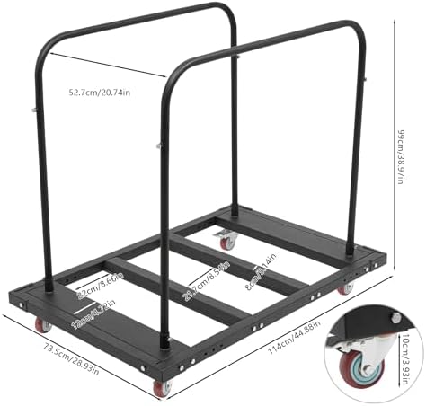 Material Handling Truck, Free Standing Large Capacity Rolling Cart, Adjustable Heavy Duty Table Trolley Desk Trolley, Steel Folding Table Cart, 29.1*45.3*38.6in Folding Table Trolley for Heavy Boxes - Image 3