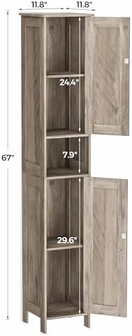 Homleke Tall Bathroom Storage Cabinet with 2 Doors, Slim Bathroom Cabinet - Image 3