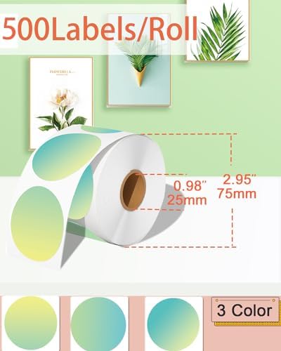 2 inch Round Thermal Labels, Thermal Printer Labels Sticker use for Barcode, Shipping, Customized, Circle Direct Thermal Stickers 500 PCS/1 Roll, Gradient Green - Image 2