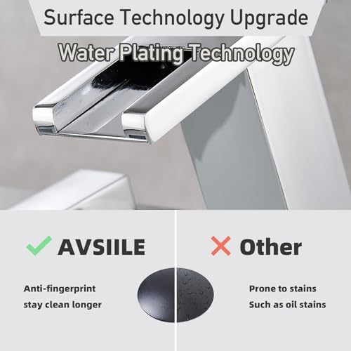 AVSIILE LED Bathroom Faucet 3 Hole, Chrome Waterfall Bathroom Faucets - Image 4