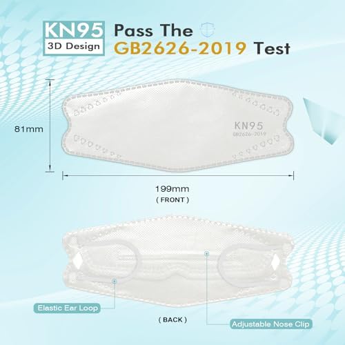 LEMENT KN95 Face Masks,50 Pack Breathable Dust Safety Mask For Adult, White - Image 5