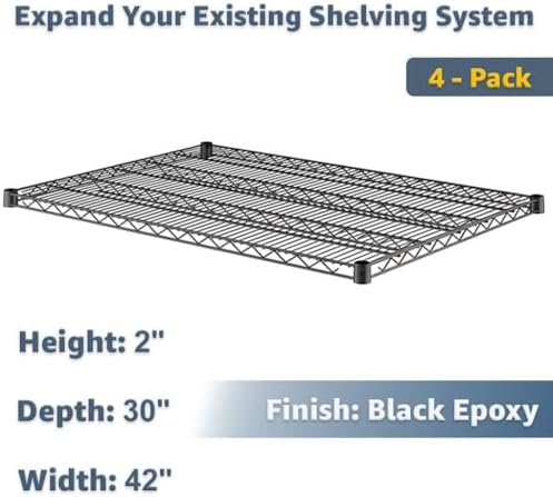 NSF 30" x 42" Black Wire Replacement Shelves 4 Pack for Modular Shelving Systems - Image 2