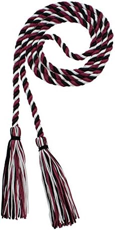Tassel Depot Graduation Honor Cord - Black/Maroon/White - Every School Color Available - Made In Usa by TasselDepot