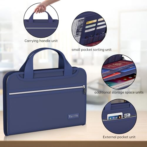 Tamfile Accordion File Organizer, Fireproof Expanding File Folder, Blue - Image 4