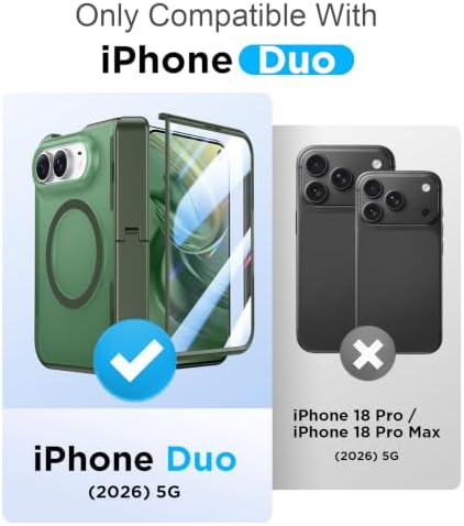 Temdan Magnetic for iPhone Duo Case Ultra Fold with Hidden Stand, Green - Image 2