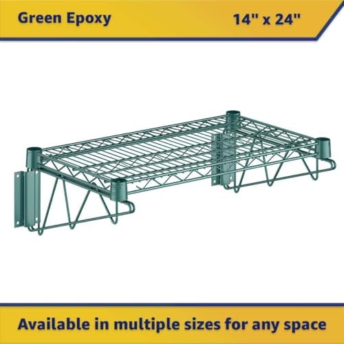 2 Pack 14" x 24" NSF Green Wire Wall Mount Shelf, Heavy Duty Commercial Metal Wall Shelf, Storage Rack for Home and Hotel - Image 3