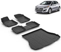 All Weather Car Floor Mats & Cargo Liner Set Fit for Hyundai Elantra (Not for GT & Touring) 2011 2012 2013 2014 2015 2016 TPE Floor Liners Trunk Liner Elantra Cargo Mat Accessories Black by VOUKIY