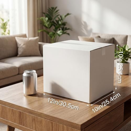 Hoikwo 10 Packs 12x10x10 Large Thin White Shipping Boxes - Image 3