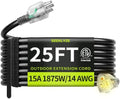14AWG 25FT Outdoor Extension Cord, Heavy Duty with Lighted End by Seeklyze