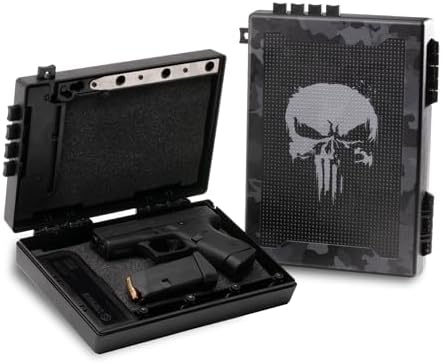 STOPBOX Gun Safe Alternative - Tactical Handgun Storage, Instant Access Portable Gun Case, TSA Compliant Gun Lock Box for Quick Handgun Access | SKULL CAMO + BLACK (2 Pack) | Full + Compact by StopBoxUSA