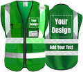 Luminous Safety Vest Customize Your Logo Work Vest with Luminous Hi-Vis Reflective Strips (XL, Green) by YOWESHOP