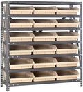 Quantum Storage Systems 1839-110IV Steel Shelving Unit with 4' Shelf Bins, 18' D x 36' W x 39' H, Ivory by QuantumStorageSystems