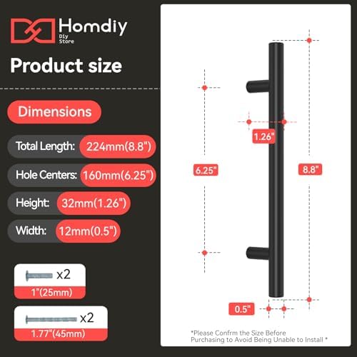 homdiy Black Cabinet Handles 10Pack 6-1/4inch Hole Center Kitchen Drawer Pulls and Knobs Stainless Steel Cabinet Hardware for Bathroom, Cupboard - Image 2