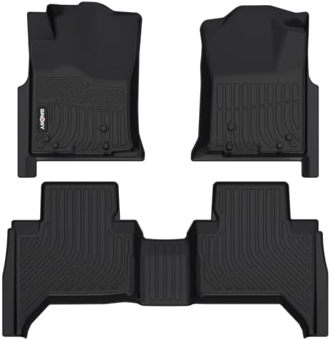 GINOWY- Floor Mats for Toyota Tacoma 2005-2015 Double Cab TPE All Weather Protection Car Mats for Toyota Tacoma, Non-Slip Floor Liners Waterproof Heavy Duty Automotive Accessories Black by GINOWY
