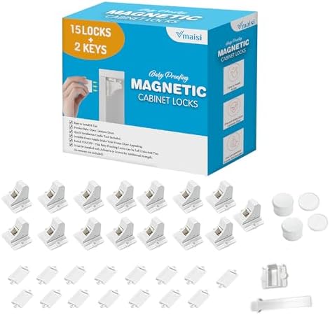 Vmaisi Baby Proofing Magnetic Cabinet Locks (15 Locks and 2 Keys) by vmaisi