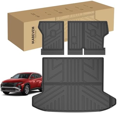 Cargo Mat for 2022-2026 Hyundai Tucson - All Weather Cargo Liner with Backrest Mats TPE Trunk Mat Seatback Protector for 2026 2025 2024 2023 2022 Tucson Accessories Cargo Tray Black by IKABEVEM