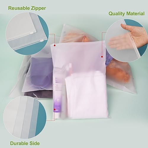Frosted Zipper Plastic Bags for Clothes, 50 Pcs 12x16 Inch Reclosable Zip Slider Bags for Packaging T-Shirt, Pants, Document, Sweaters & Shipping, 3 Mil with Vent Holes - Image 2