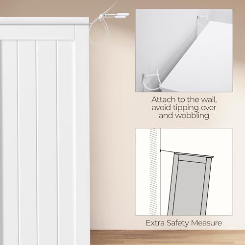 Yaheetech Small Bathroom Storage Cabinet for Towels with 2 Doors, White - Image 5