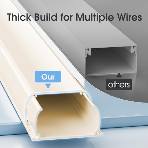 Large Cord Hider - 47in Wire Hiders for TV on Wall, Paintable Cable Hider, X-Large Cable Management Kit, Cord Hiding for Wall, W1.6in H0.8in, Beige - Image 5