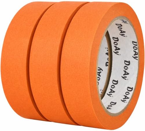 3 Pack Orange Painters Tape - Masking Tape 1 Inch Wide - Multi-Surface, Smart Adhesion, Indoor & Outdoor - 270FT Total - Paint Tape for DIY, Labeling, Art, Car, General Purpose (#3910) by DoAy