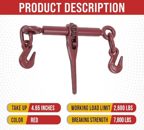 Mytee Products Ratchet Chain Binder 1/4" - 5/16" Chain Binders Tie Down Hauling (8 Pack) - Image 2