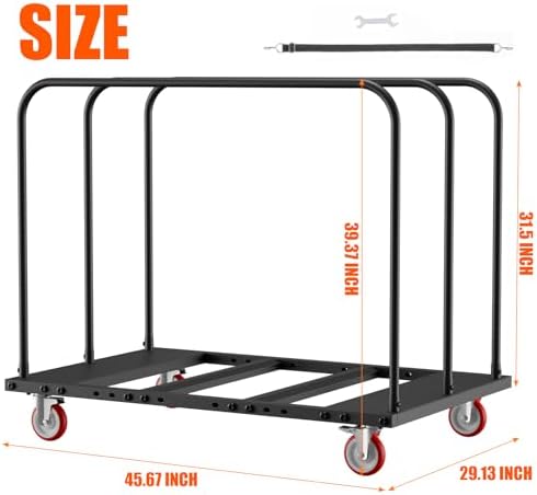 Folding Table Cart, Industrial Table Dolly with 5" PU Swivel Casters, Heavy-Duty Dolly w/ 1800 LBS for Party Events Hotel Factory Warehouse (45.6" L x 29.1" W x 39.3" H) - Image 2