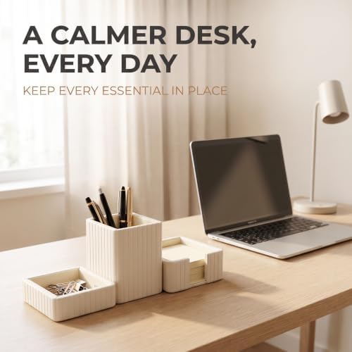 3 Pack Desk Organizer Set of Pen Holder,Paperclip Storage Sticky Note Holde - Image 2