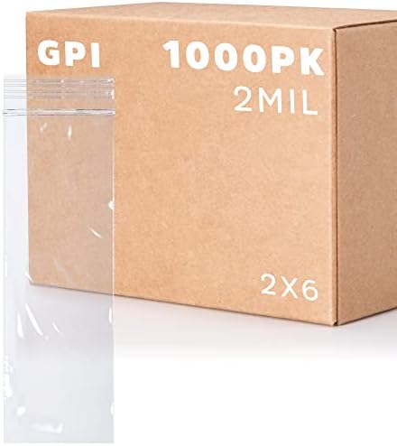 2" x 6" Zip Bags, 1000 Pack, 2 Mil, Reclosable Jewelry Bags, for Coins, GPI by GPI